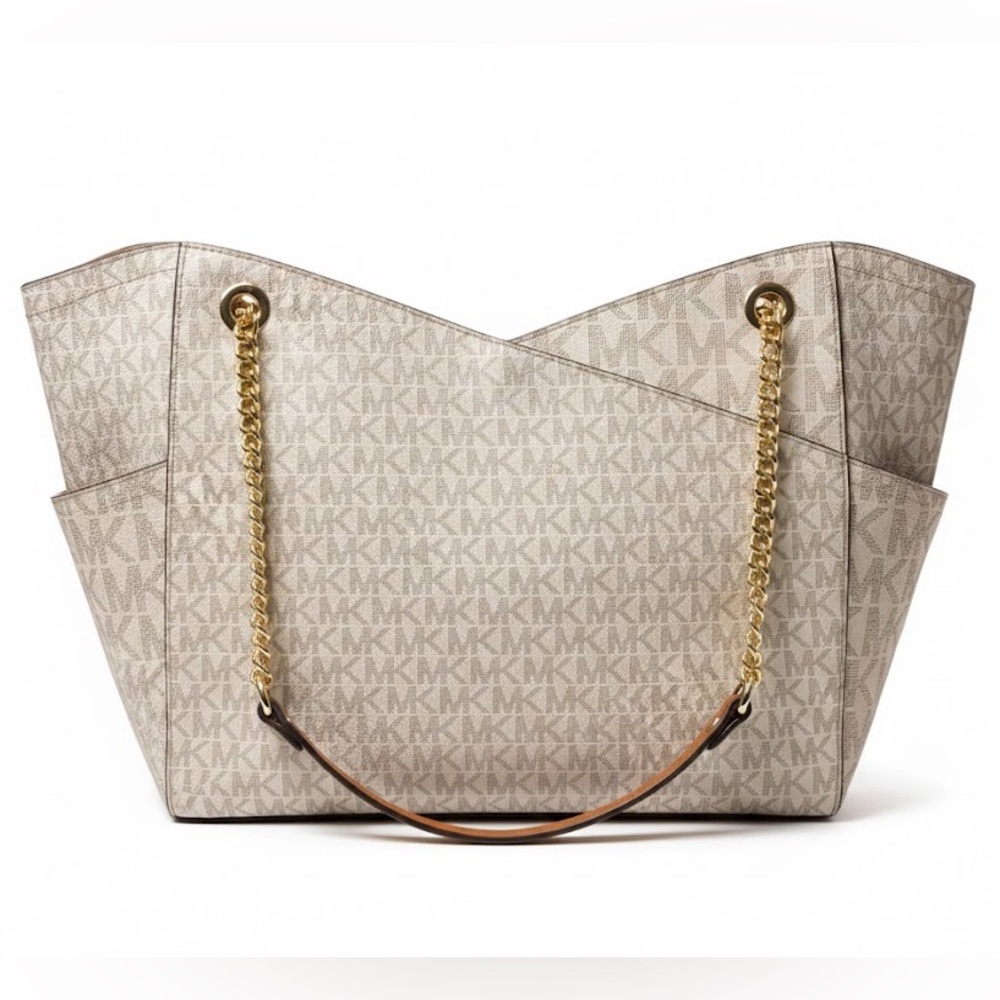 Michael Kors Jet Set Large East West Chain Tote - Vanilla/Gold - Picture 2 of 5